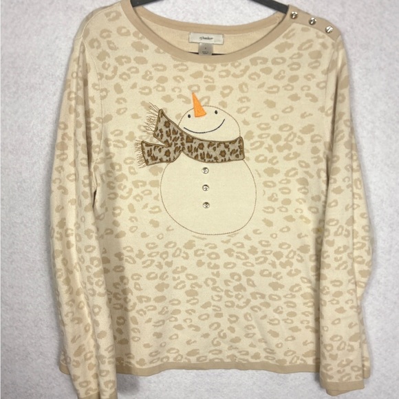 CJBanks Tops - CJ Banks Cream Snowman Sweater Size X